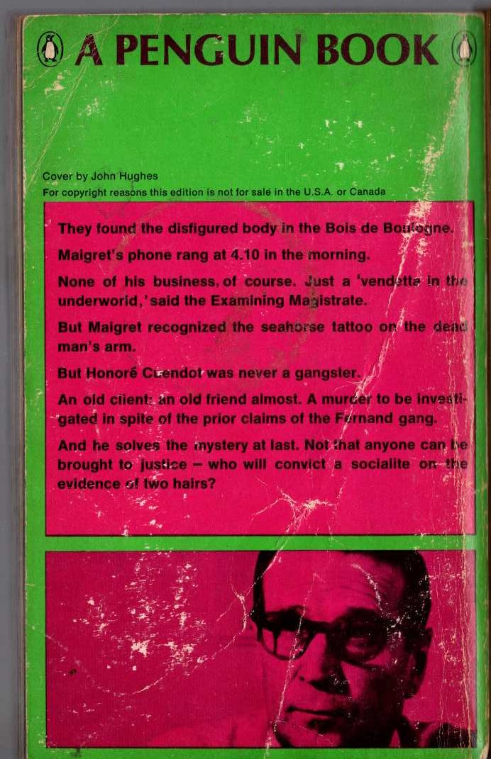 Georges Simenon  MAIGRET AND THE LAZY BURGLAR magnified rear book cover image