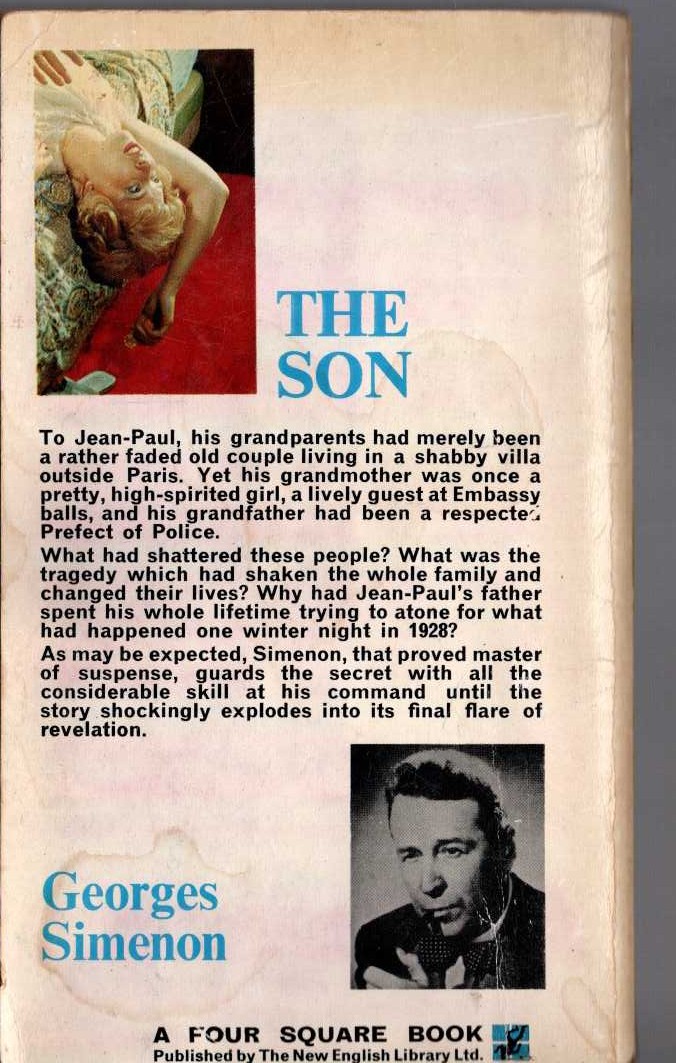 Georges Simenon  THE SON magnified rear book cover image
