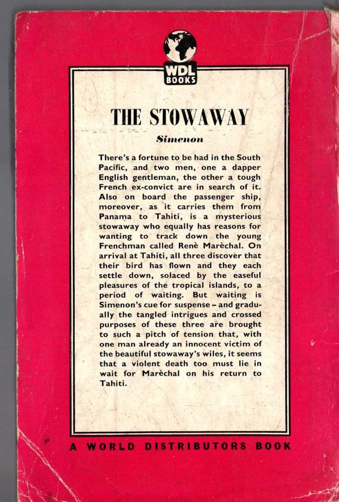 Georges Simenon  THE STOWAWAY magnified rear book cover image