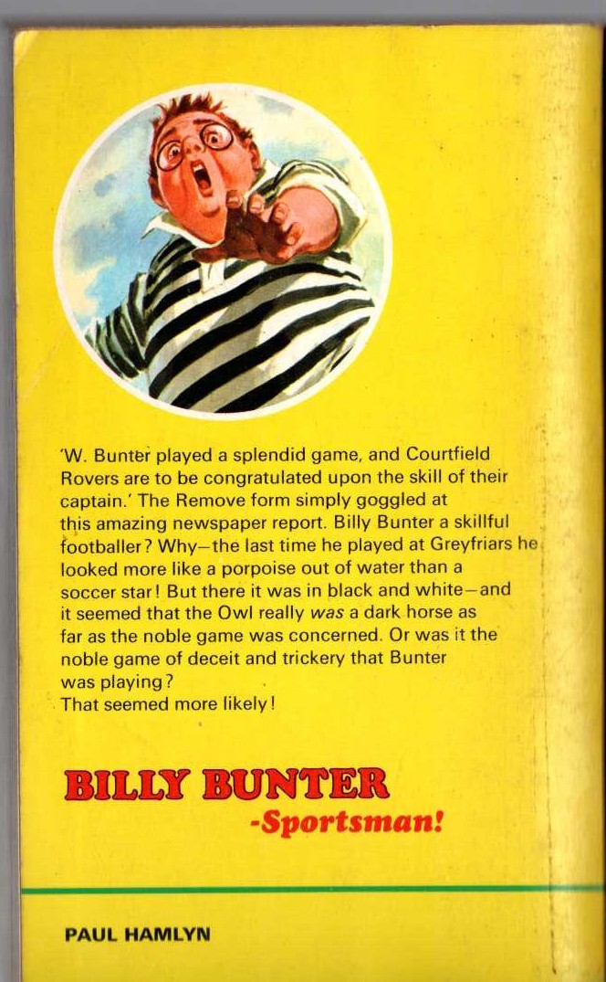 Frank Richards  BILLY BUNTER - SPORTSMAN! magnified rear book cover image