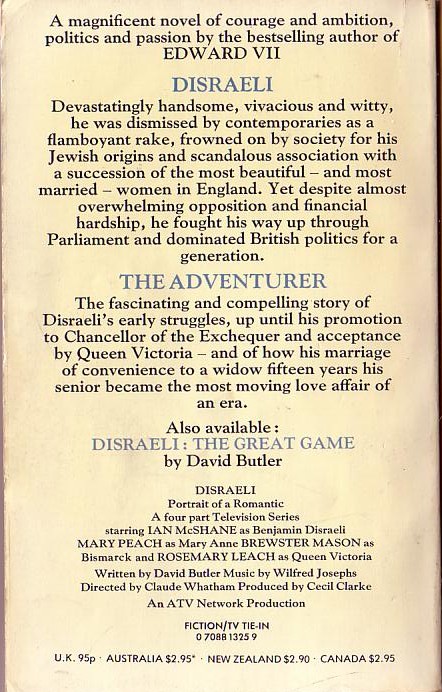 David Butler  DISRAELI 1: THE ADVENTURER (Ian McShane) magnified rear book cover image