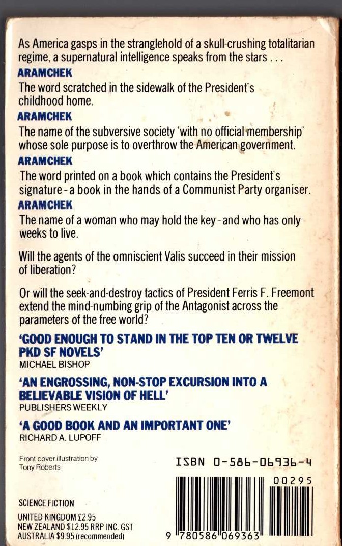 Philip K. Dick  RADIO FREE ALBEMUTH magnified rear book cover image