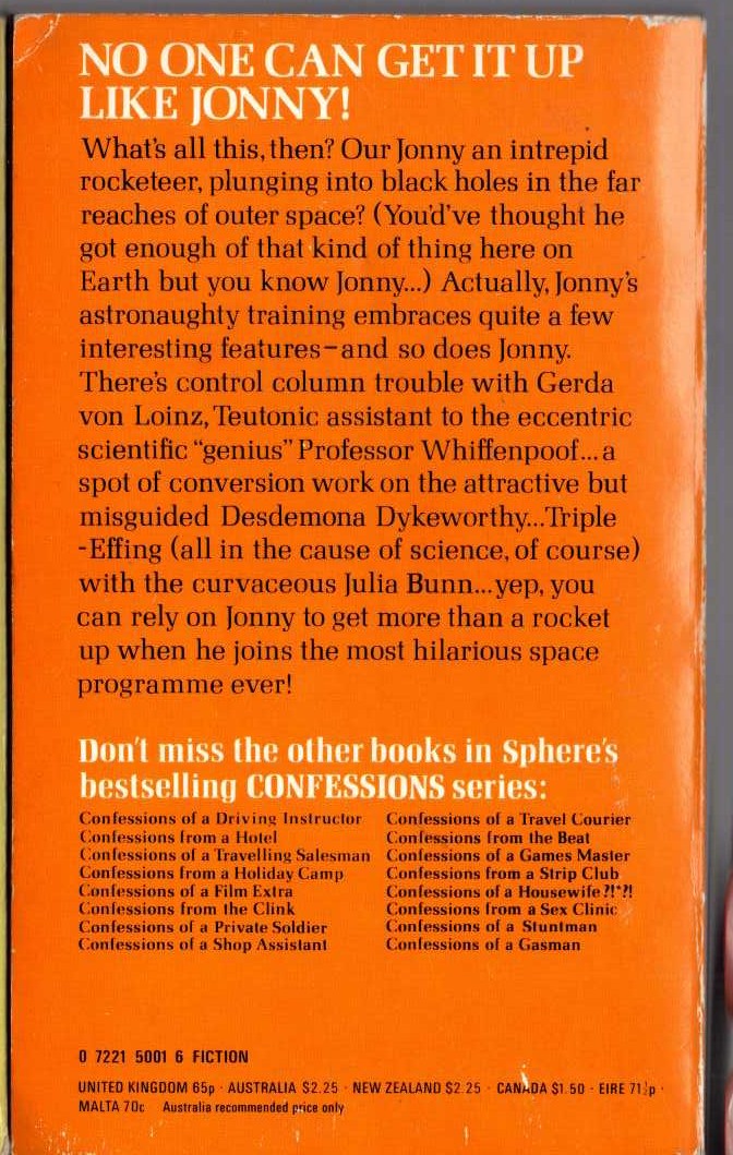 Jonathan May  CONFESSIONS OF AN ASTRONAUT magnified rear book cover image