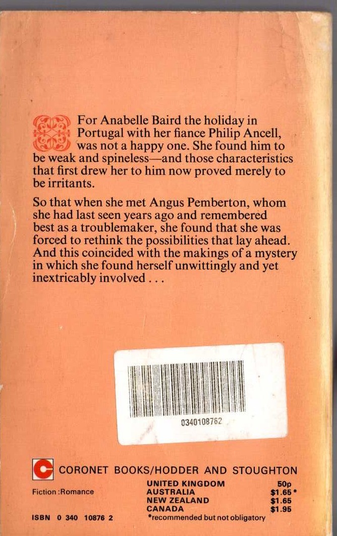 Elizabeth Cadell  THE FOX FROM HIS LAIR magnified rear book cover image