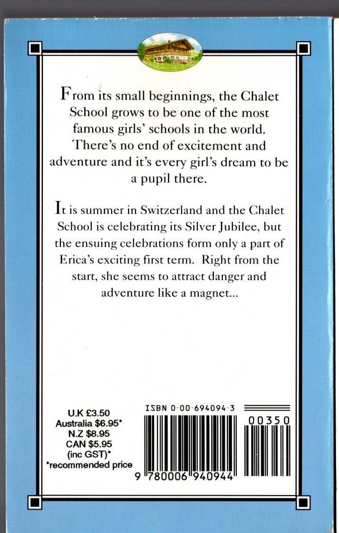 Elinor M. Brent-Dyer  SUMMER TERM AT THE CHALET SCHOOL magnified rear book cover image