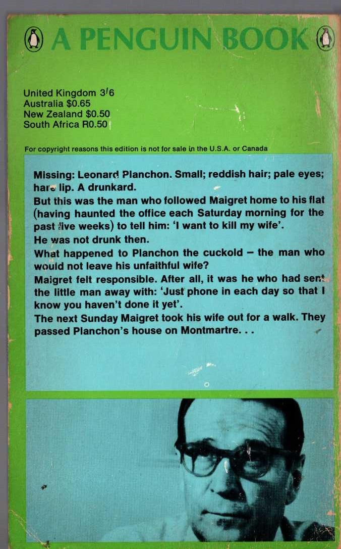 Georges Simenon  MAIGRET AND THE SATURDAY CALLER magnified rear book cover image