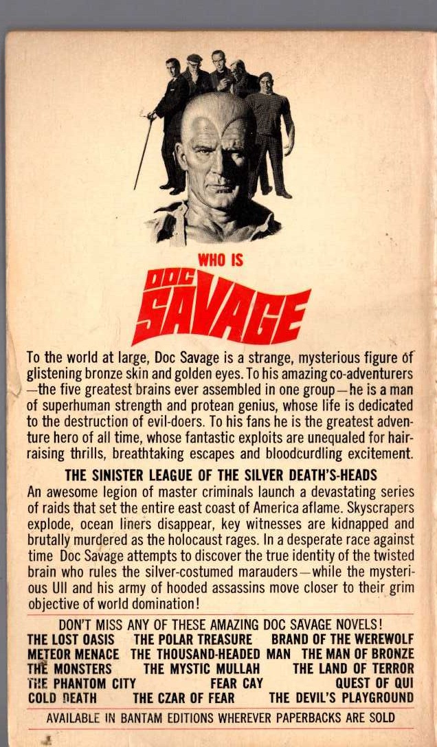 Kenneth Robeson  DOC SAVAGE: DEATH IN SILVER magnified rear book cover image
