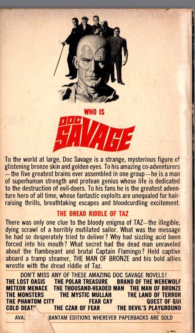 Kenneth Robeson  DOC SAVAGE: MYSTERY UNDER THE SEA magnified rear book cover image