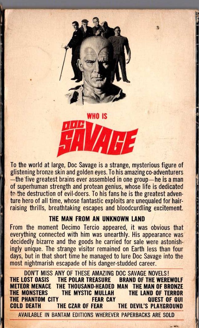 Kenneth Robeson  DOC SAVAGE: THE OTHER WORLD magnified rear book cover image