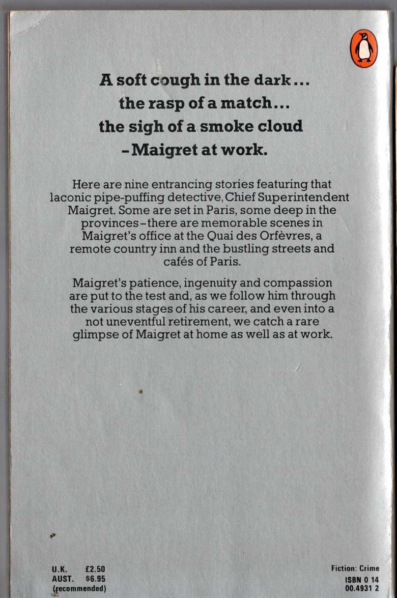 Georges Simenon  MAIGRET'S CHRISTMAS magnified rear book cover image