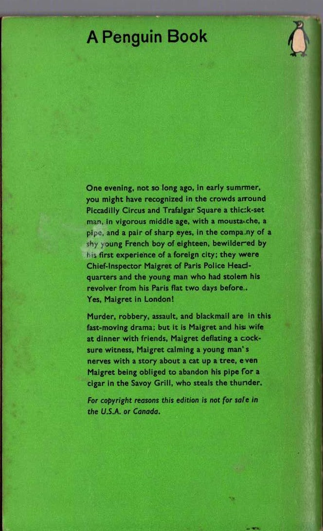 Georges Simenon  MAIGRET'S REVOLVER magnified rear book cover image