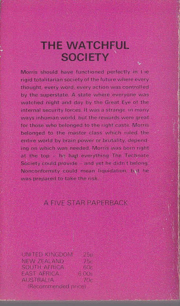 Mack Reynolds  THE COSMIC EYE magnified rear book cover image