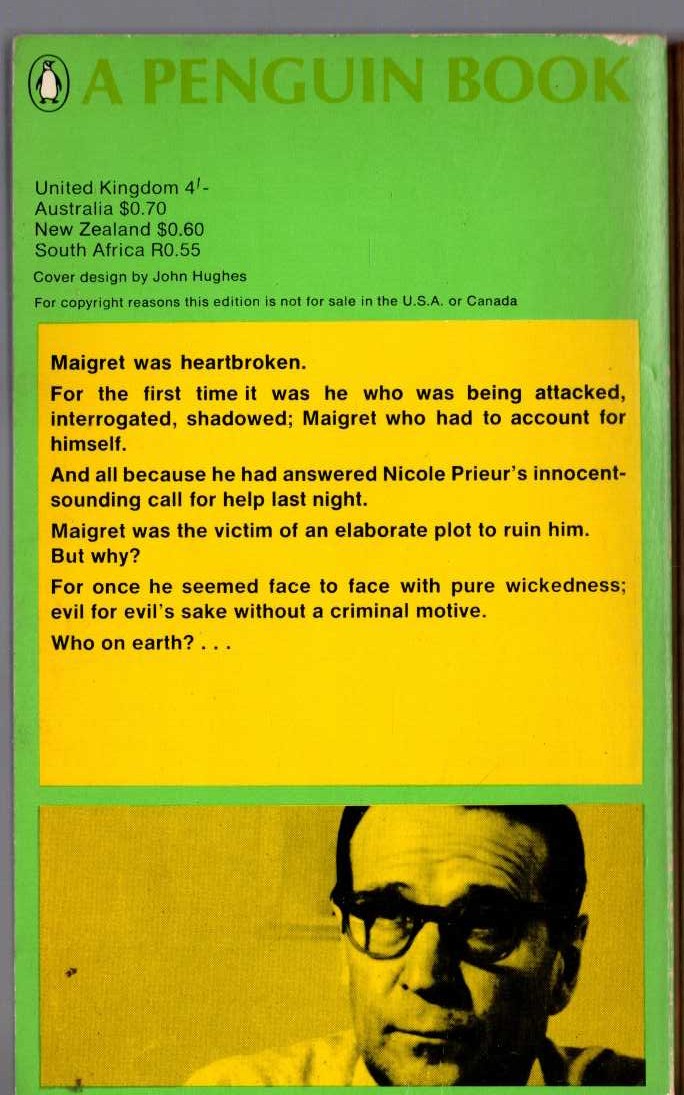 Georges Simenon  MAIGRET ON THE DEFENSIVE magnified rear book cover image