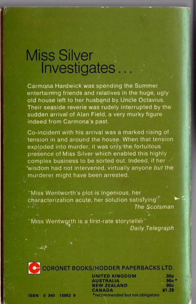 Patricia Wentworth  OUT OF THE PAST magnified rear book cover image