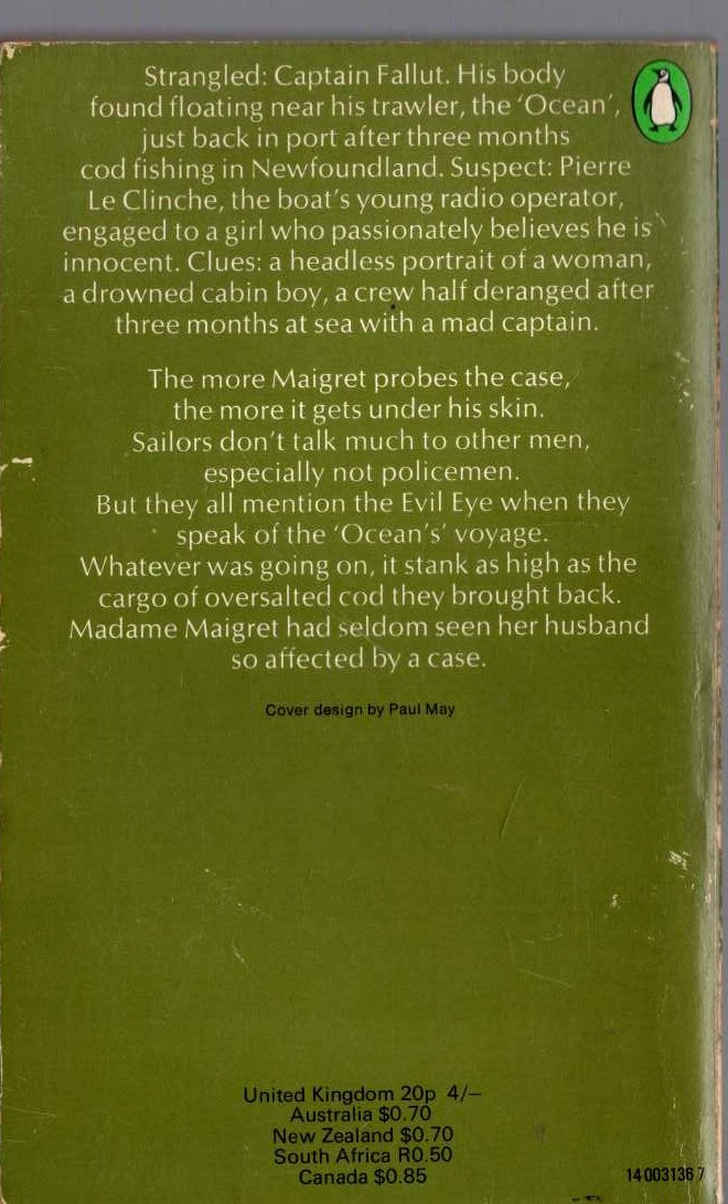 Georges Simenon  MAIGRET THE SAILORS' RENDEZVOUS magnified rear book cover image