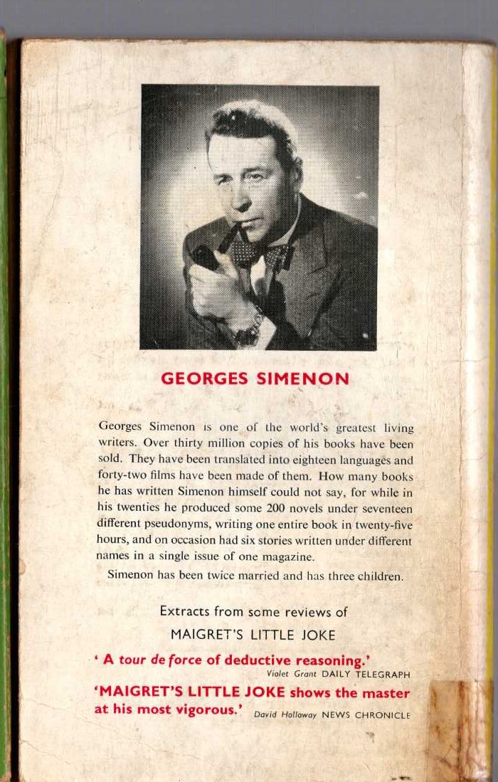 Georges Simenon  MAIGRET'S LITTLE JOKE magnified rear book cover image