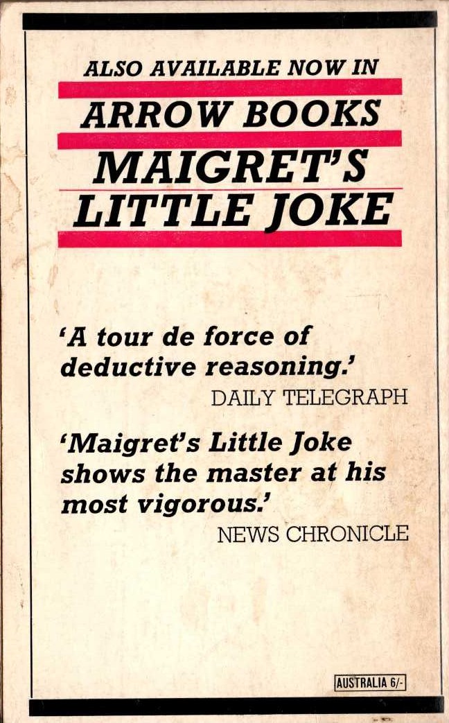 Georges Simenon  MAIGRET AND THE YOUNG GIRL magnified rear book cover image