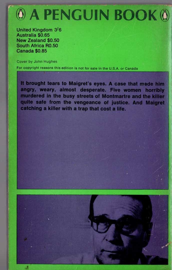 Georges Simenon  MAIGRET SETS A TRAP magnified rear book cover image