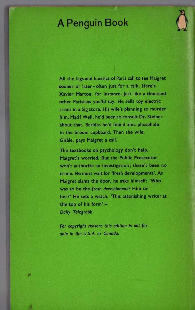 Georges Simenon  MAIGRET HAS SCRUPLES magnified rear book cover image