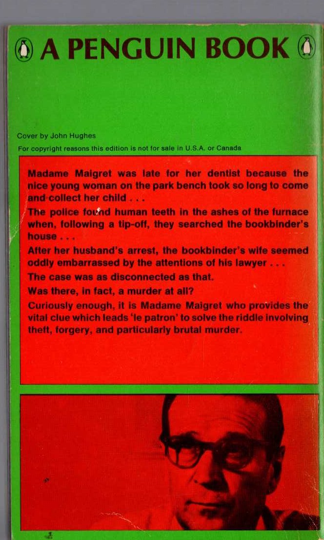 Georges Simenon  MADAME MAIGRET'S FRIEND magnified rear book cover image