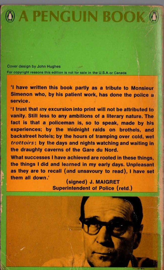 Georges Simenon  MAIGRET'S MEMOIRS magnified rear book cover image