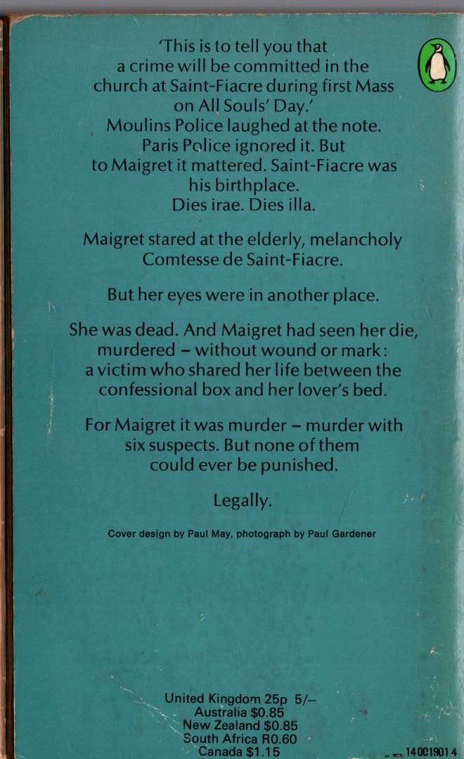 Georges Simenon  MAIGRET GOES HOME magnified rear book cover image