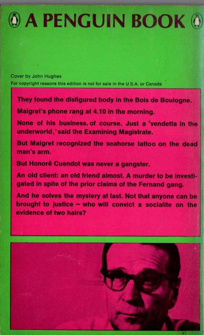Georges Simenon  MAIGRET AND THE LAZY BURGLAR magnified rear book cover image