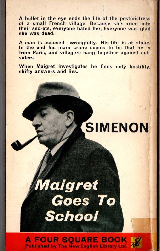 Georges Simenon  MAIGRET GOES TO SCHOOL magnified rear book cover image