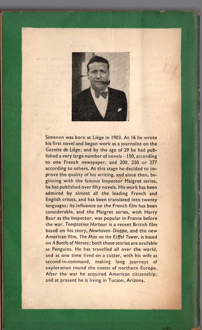 Georges Simenon  MAIGRET SITS IT OUT magnified rear book cover image