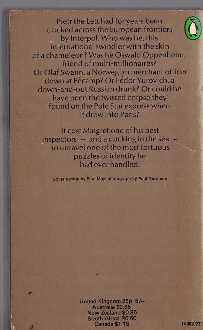 Georges Simenon  MAIGRET AND THE ENIGMATIC LETT magnified rear book cover image
