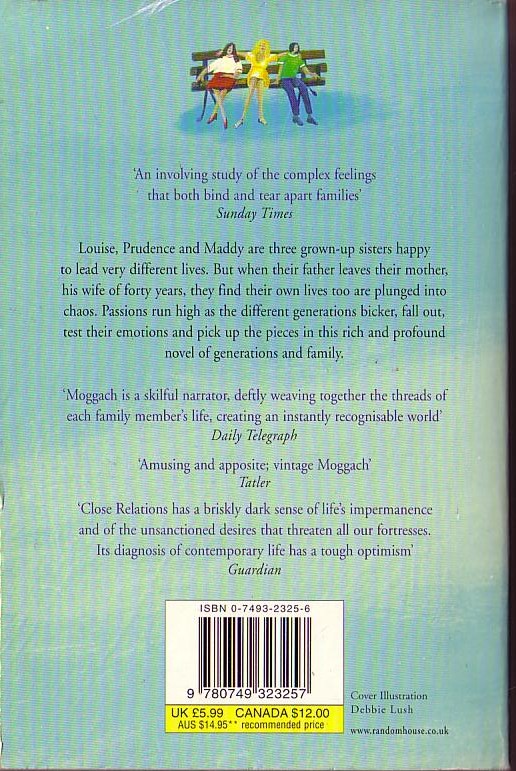 Deborah Moggach  CLOSE RELATIONS magnified rear book cover image