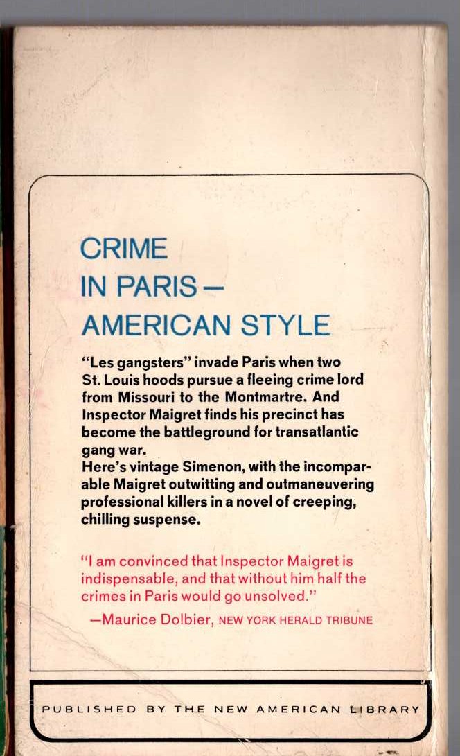 Georges Simenon  INSPECTOR MAIGRET AND THE KILLERS magnified rear book cover image