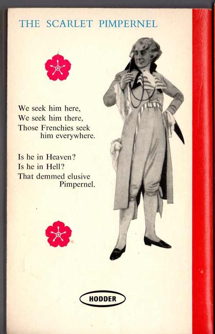 Baroness Orczy  THE SCARLET PIMPERNEL magnified rear book cover image