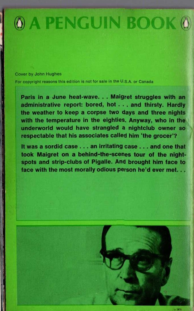 Georges Simenon  MAIGRET LOSES HIS TEMPER magnified rear book cover image