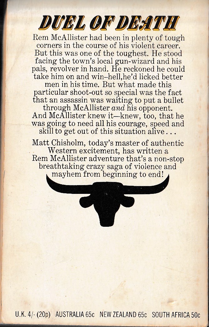 Matt Chisholm  BLOOD ON McALLISTER magnified rear book cover image