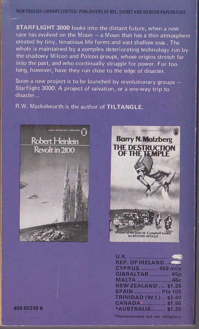R.W. Mackelworth  STARFLIGHT 3000 magnified rear book cover image