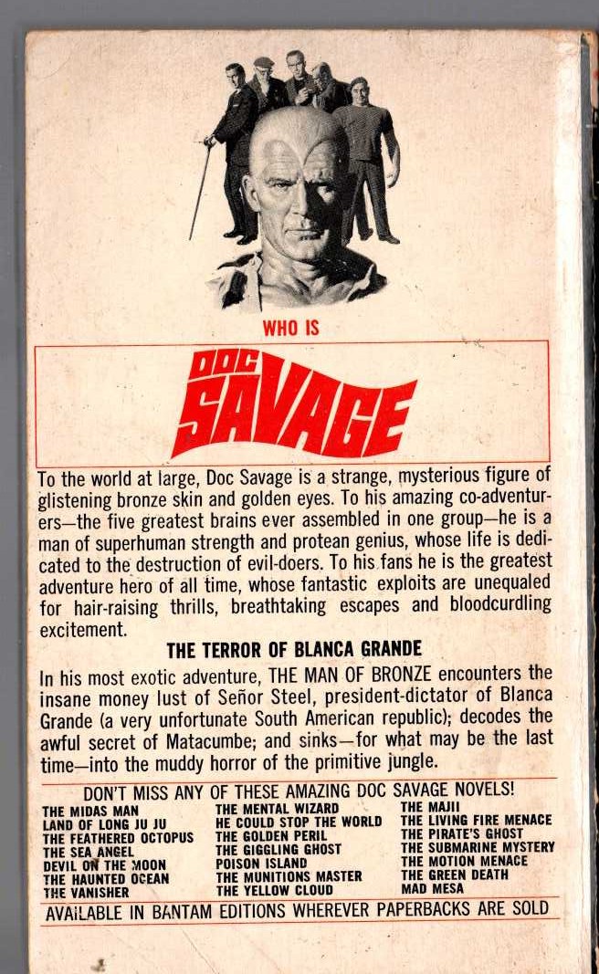 Kenneth Robeson  DOC SAVAGE: THE FRECKLED SHARK magnified rear book cover image