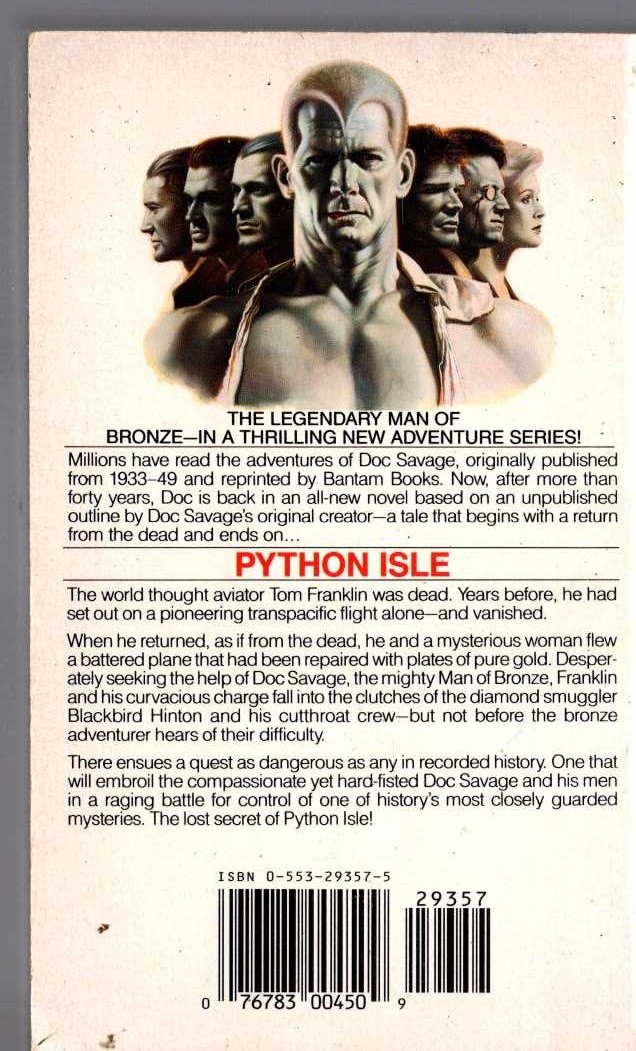 Kenneth Robeson  DOC SAVAGE: PYTHON ISLE magnified rear book cover image