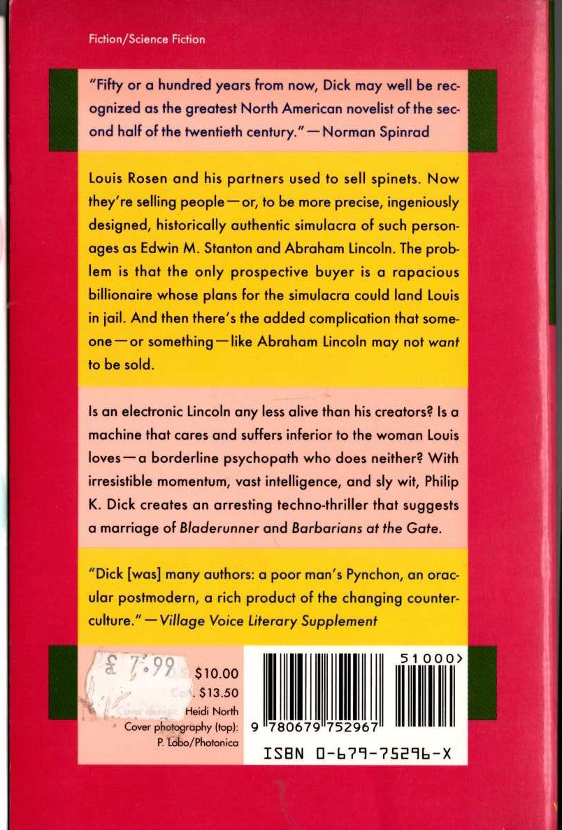 Philip K. Dick  WE CAN BUILD YOU magnified rear book cover image