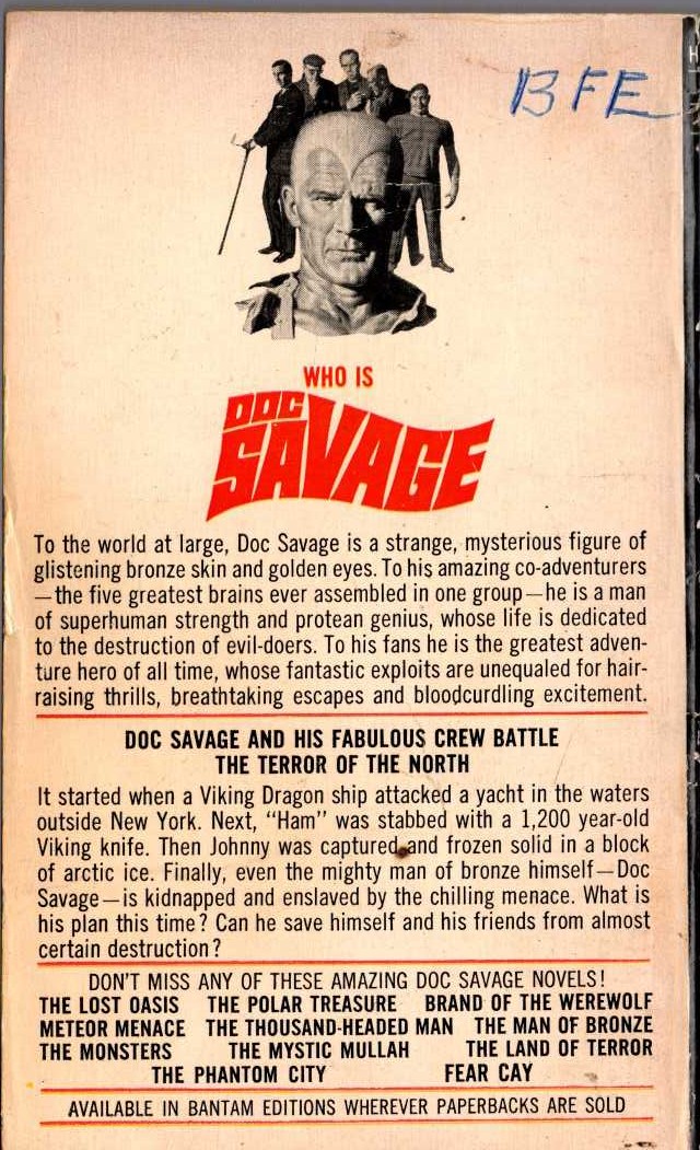 Kenneth Robeson  DOC SAVAGE: QUEST OF QUI magnified rear book cover image