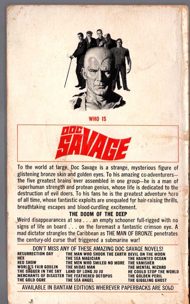 Kenneth Robeson  DOC SAVAGE: POISON ISLAND magnified rear book cover image
