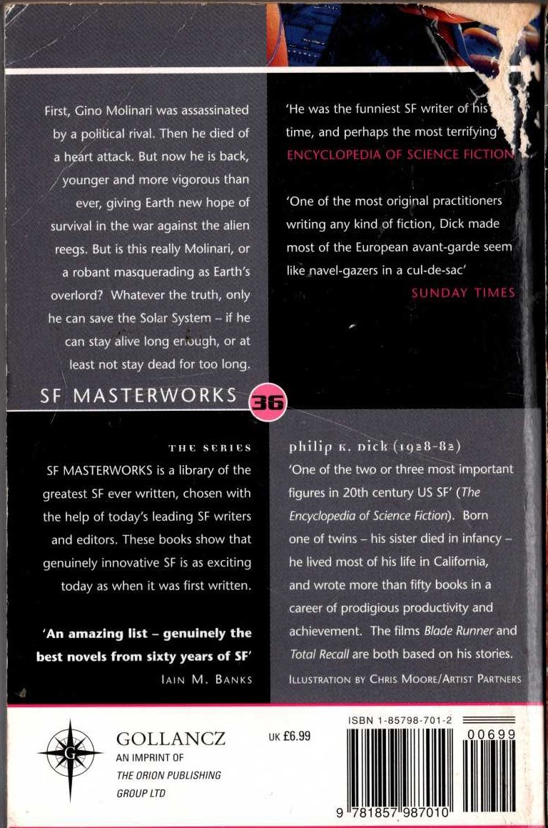 Philip K. Dick  NOW WAIT FOR LAST YEAR magnified rear book cover image