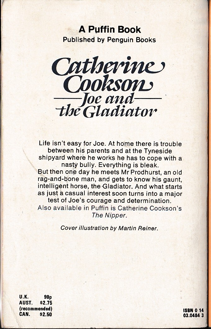 Catherine Cookson  JOE AND THE GLADIATOR (Juvenile) magnified rear book cover image