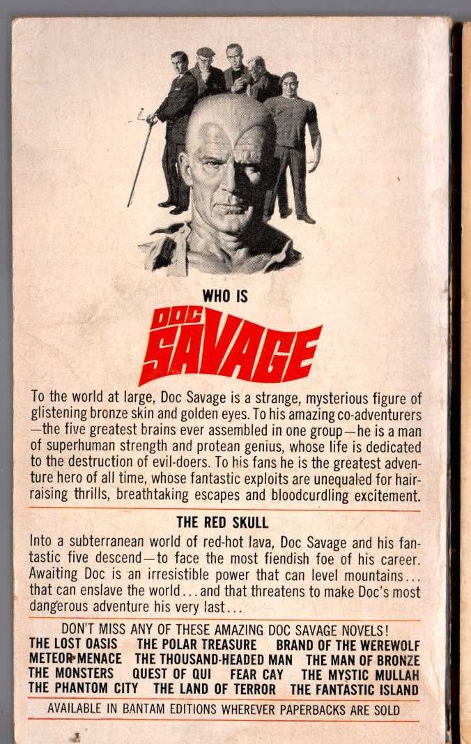 Kenneth Robeson  DOC SAVAGE: THE RED SKULL magnified rear book cover image