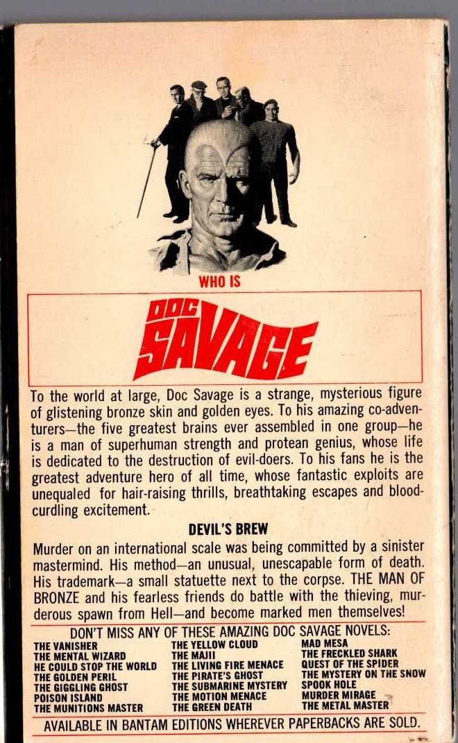 Kenneth Robeson  DOC SAVAGE: THE SEVEN AGATE DEVILS magnified rear book cover image