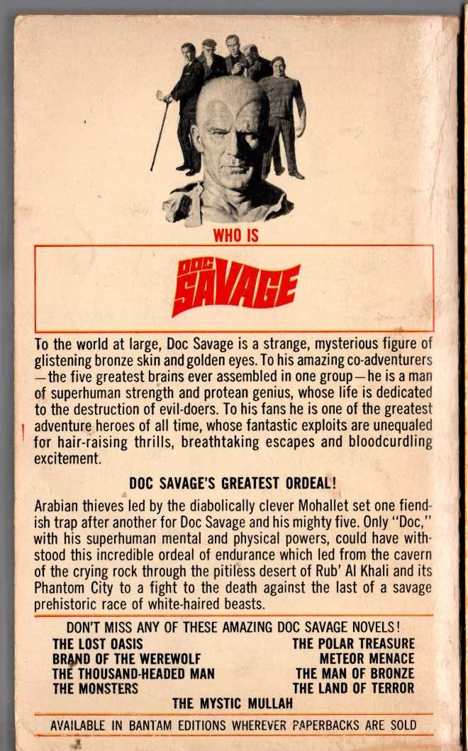 Kenneth Robeson  DOC SAVAGE: THE PHANTOM CITY magnified rear book cover image