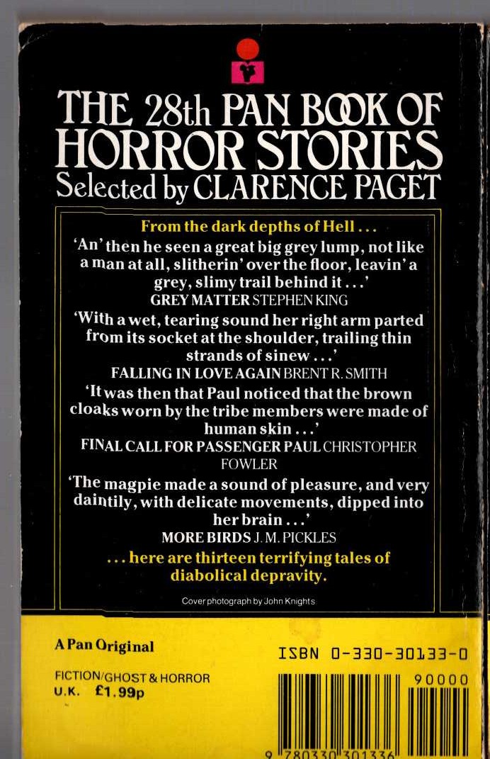 Clarence Paget (Selects) THE 28th PAN BOOK OF HORROR STORIES. Vol.28 magnified rear book cover image