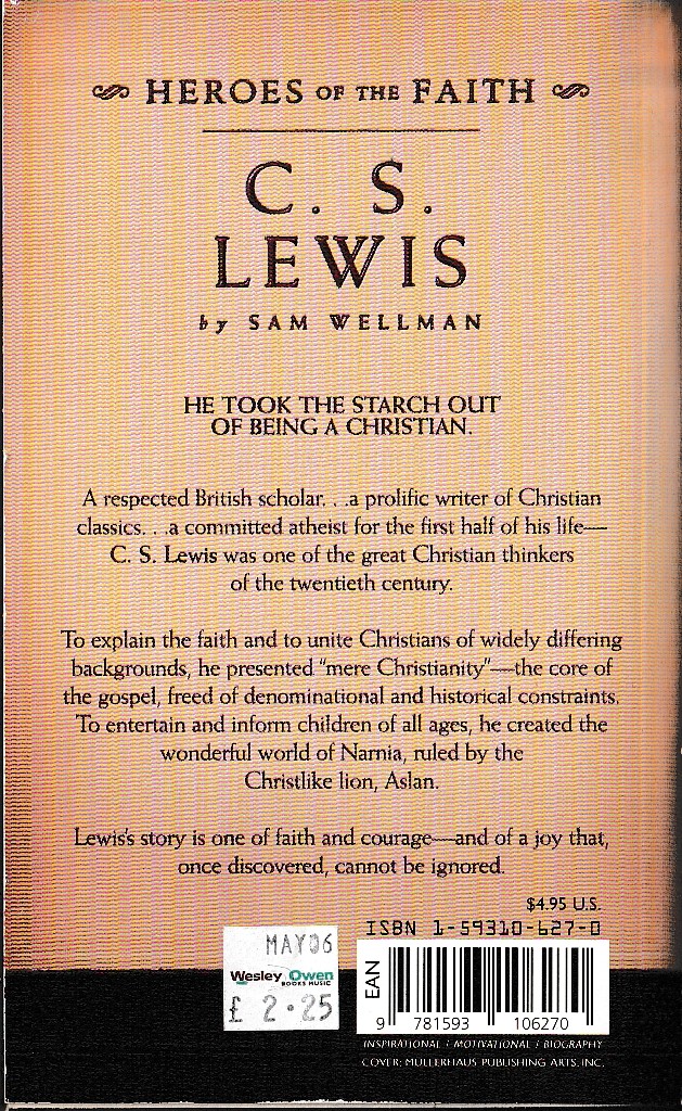 (Sam Wellman) C.S.LEWIS - Creator of Narnia magnified rear book cover image