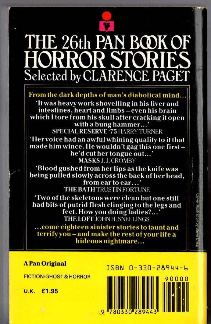 Clarence Paget (Selects) THE 26th PAN BOOK OF HORROR STORIES. Vol.26 magnified rear book cover image