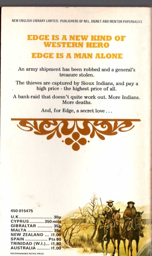 George G. Gilman  EDGE 9: BLOODY SUMMER magnified rear book cover image